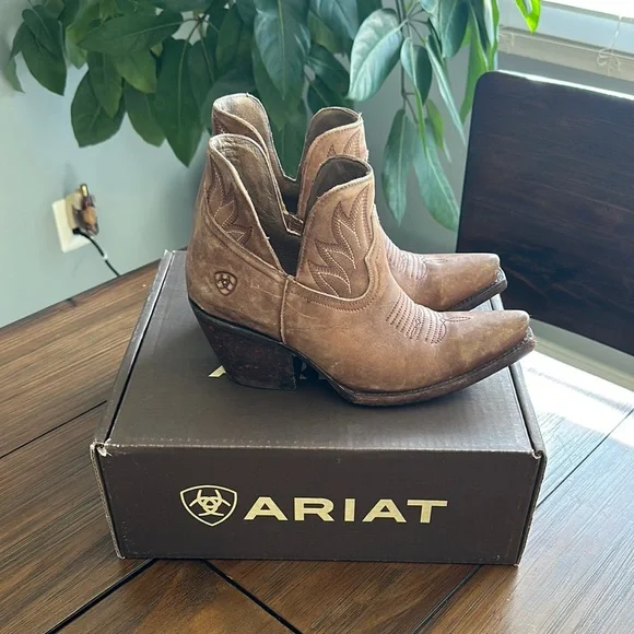 Ariat Tan Western Ankle Booties - Picture 2 of 7